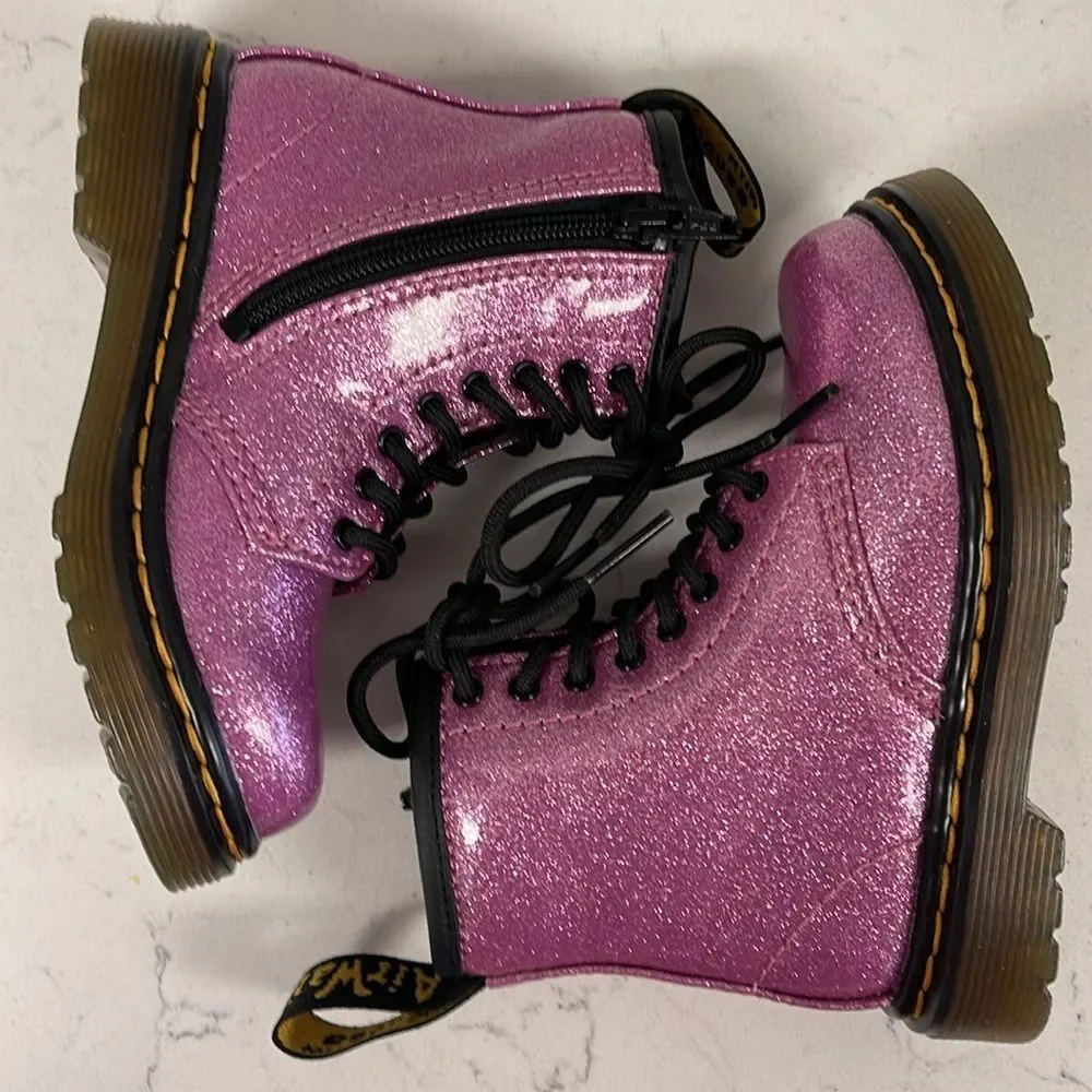 Dr. Martens 1460 8-Eye Glitter Boot - Little Kid / Toddler- Pink Size 7